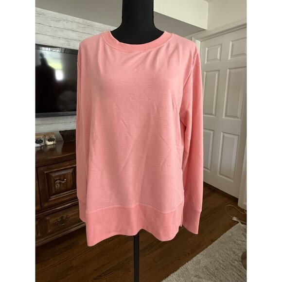 MPG Coral Blossom Cozy Fleece Relaxed Pullover Crewneck Sweatshirt Womens Size L - Picture 2 of 10